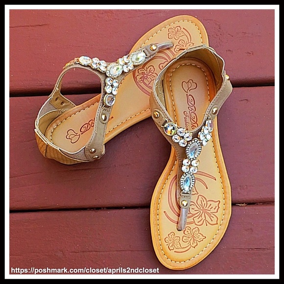 JEWELED SANDALS Embellished Mule Flats - Picture 2 of 6